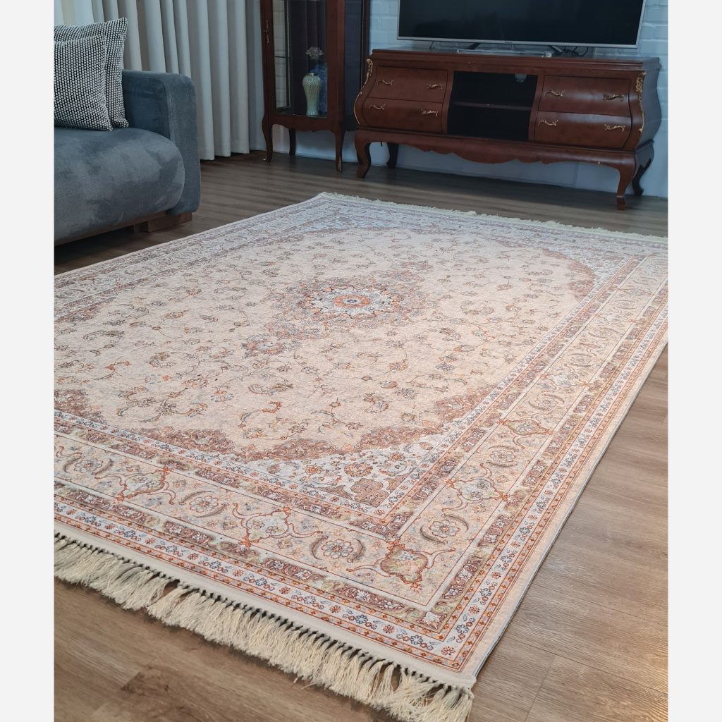 فرشینه مخمل طرح فرش صدفی کد U475 (پس کرایه)