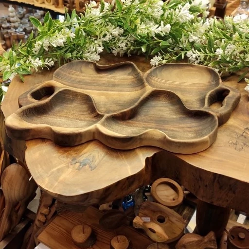 سینی چوبی دفرمه چهار خانه