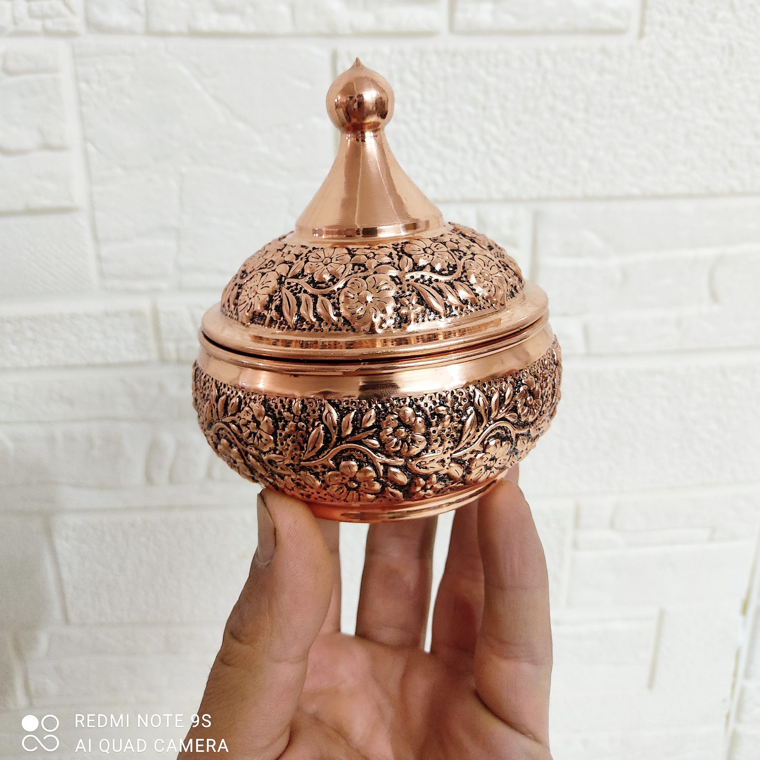 قندان دست ساز قلم کاری گل برجسته رنگ ثابت
