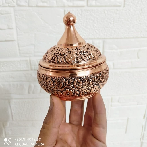قندان دست ساز قلم کاری گل برجسته رنگ ثابت