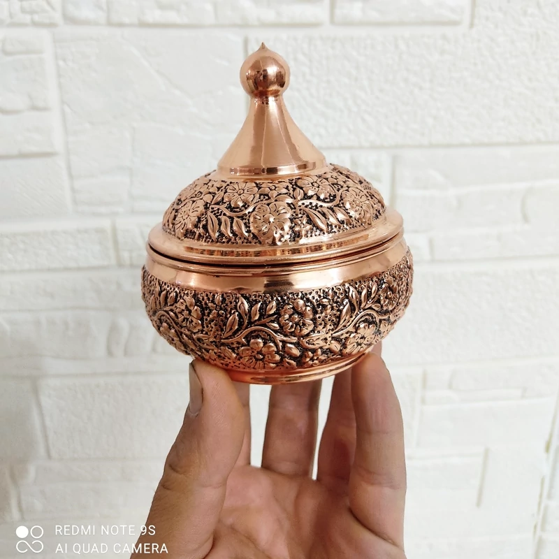 قندان دست ساز قلم کاری گل برجسته رنگ ثابت