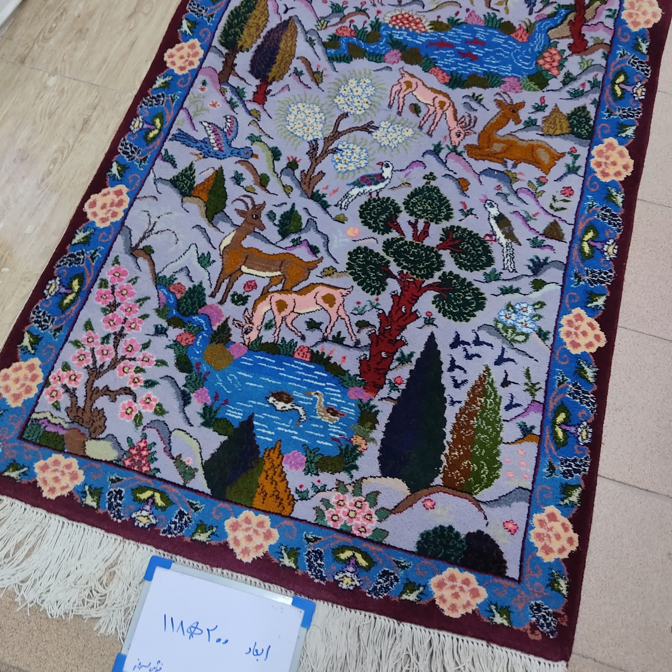 فرش دستبافت قالیچه طرح درختی کد 0011