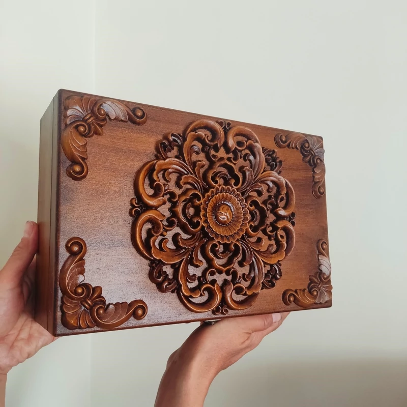 جعبه چوبی پذیرایی و تی بگ (طرح برجسته لوکس تیبگ و تنقلات- ظرف پذیرایی) مدل ساهره