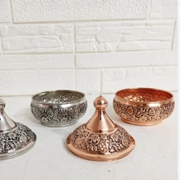 قندان دست ساز قلم کاری گل برجسته رنگ ثابت