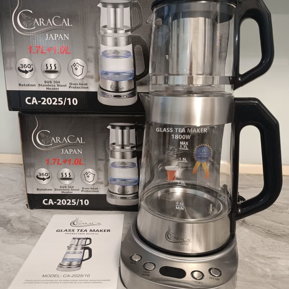 چای ساز (چایساز) کاراکال 2.5 لیتر بدنه شیشه و استیل 2000W