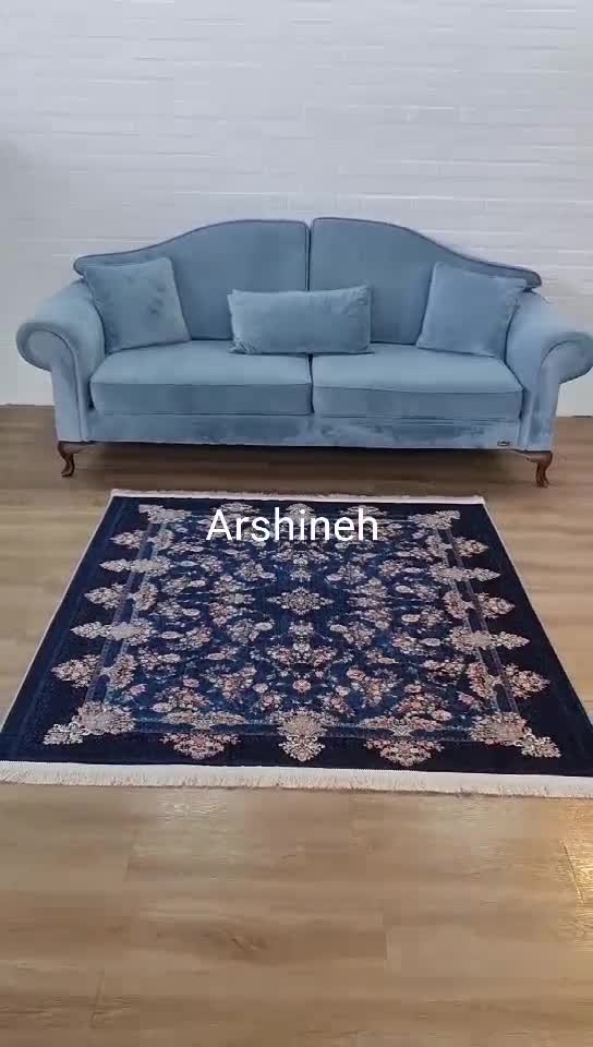 فرشینه مخمل ترک طرح فرش سرمه ای افشان L254 (پس کرایه)
