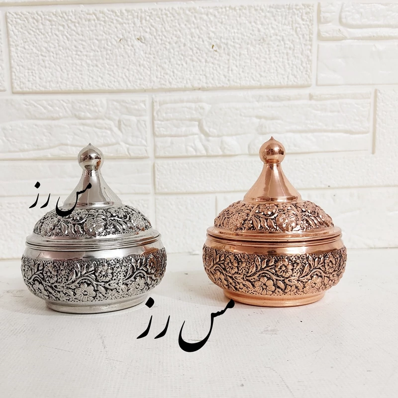 قندان دست ساز قلم کاری گل برجسته رنگ ثابت