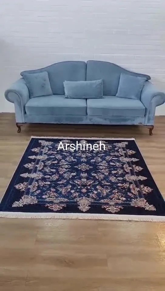 فرشینه مخمل ترک طرح فرش سرمه ای افشان L254 (پس کرایه)