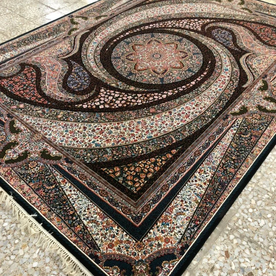 فرش 700 شانه اصل 6 متری نقشه کهکشان سرمه ای تراکم 2550 وزن سنگین(ارسال رایگان)