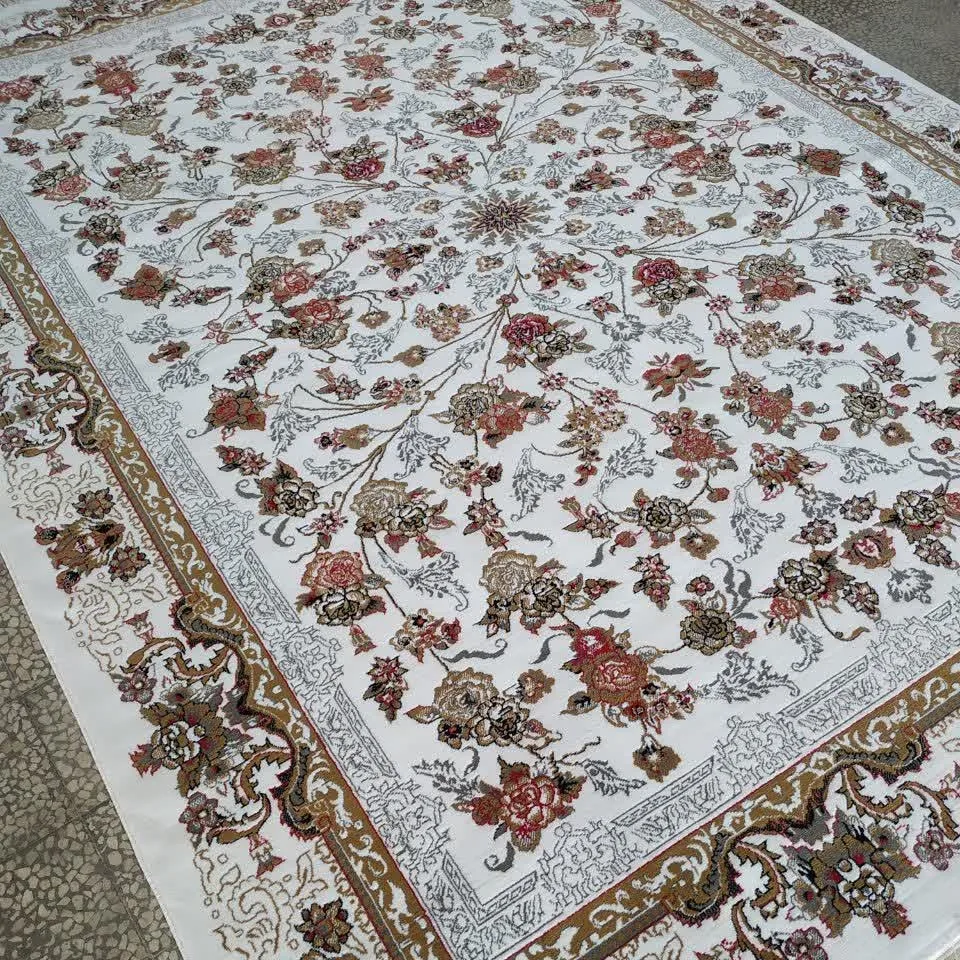 فرش کاشان طرح افشان جانان سفید 9متری ضخیم