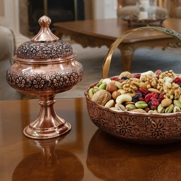 قندان مسی پایه دار گلبرگ نانو با کیفیت عالی