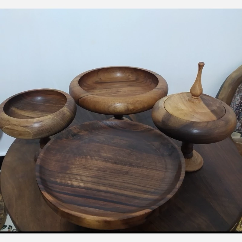 سرویس پذیرایی چوب گردو (میوه خوری-آجیل خوری-شکلات خوری)