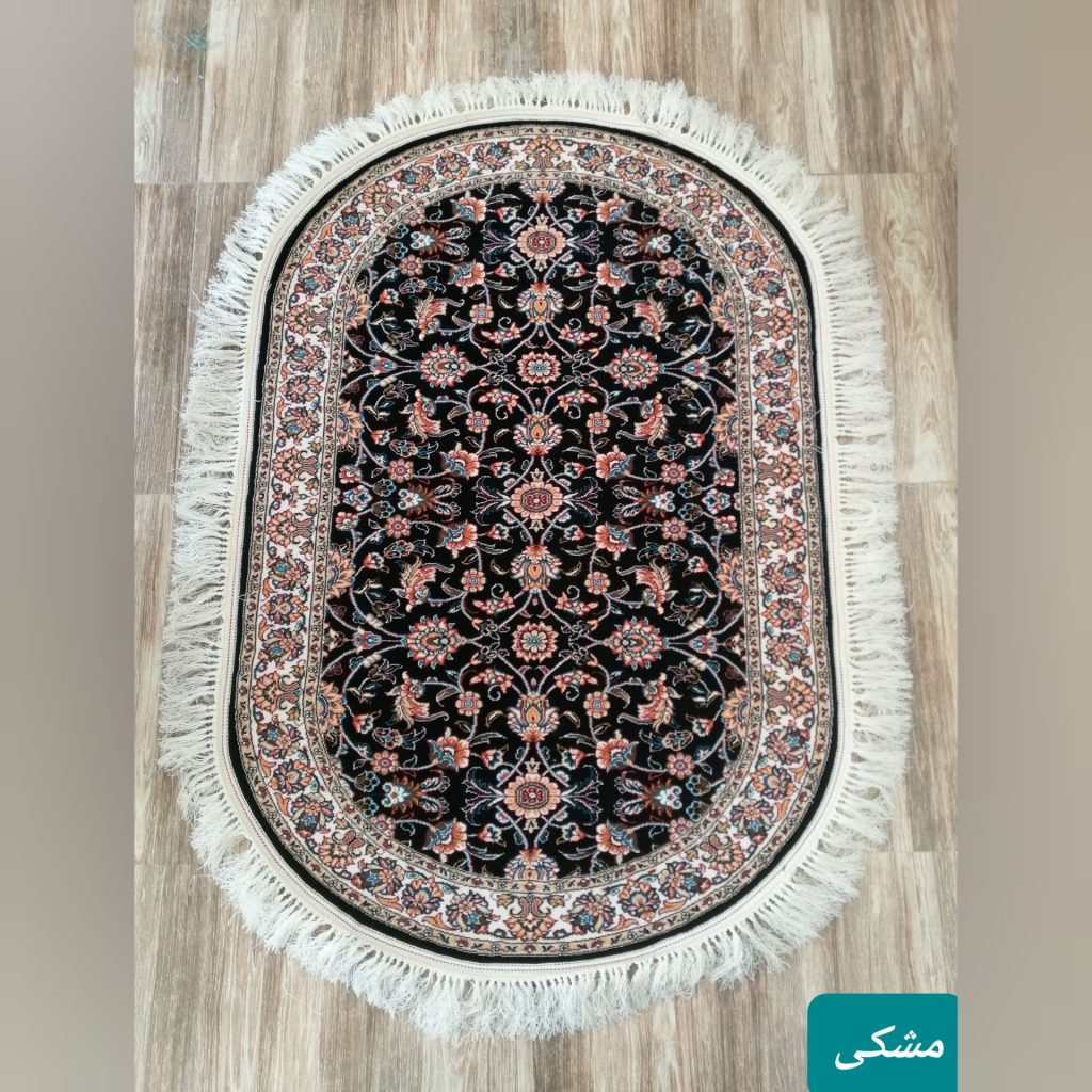 فرش بیضی سایز 1در1.5 طرح افشان، در 4 زمینه ی رنگ کرم، گردویی، مشکی، فیلی، پس کرایه